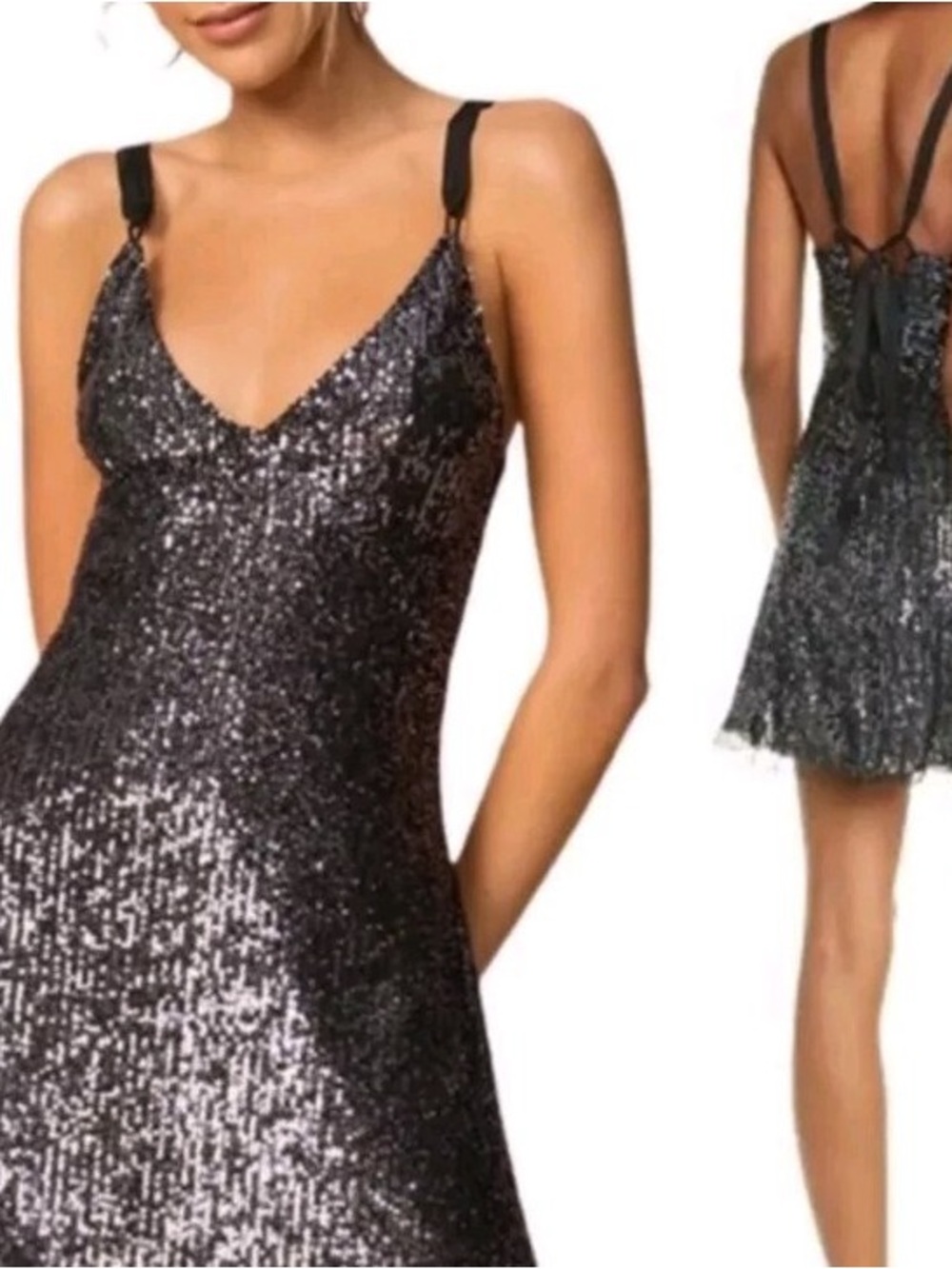 Free People Gold Rush Black Sequin Mini
Dress